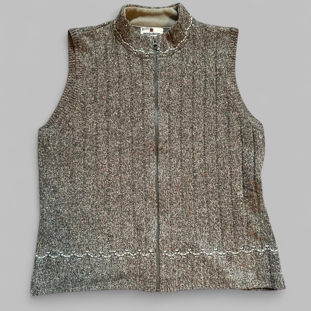 Woolrich Gray Brown Eclectic Grandpa Women's Sweater Vest Large